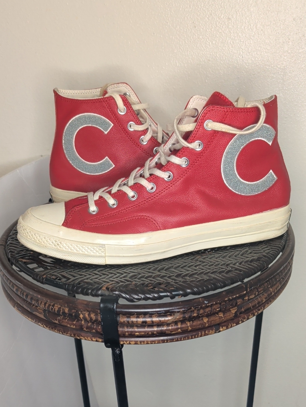 CONVERSE CHUCK TAYLOR ALL STAR "BIG C LOGO" HIGH TOP RED LEATHER MEN SIZE 12